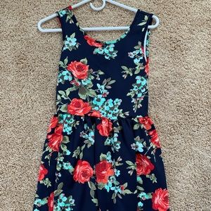 Floral dress with dark blue base